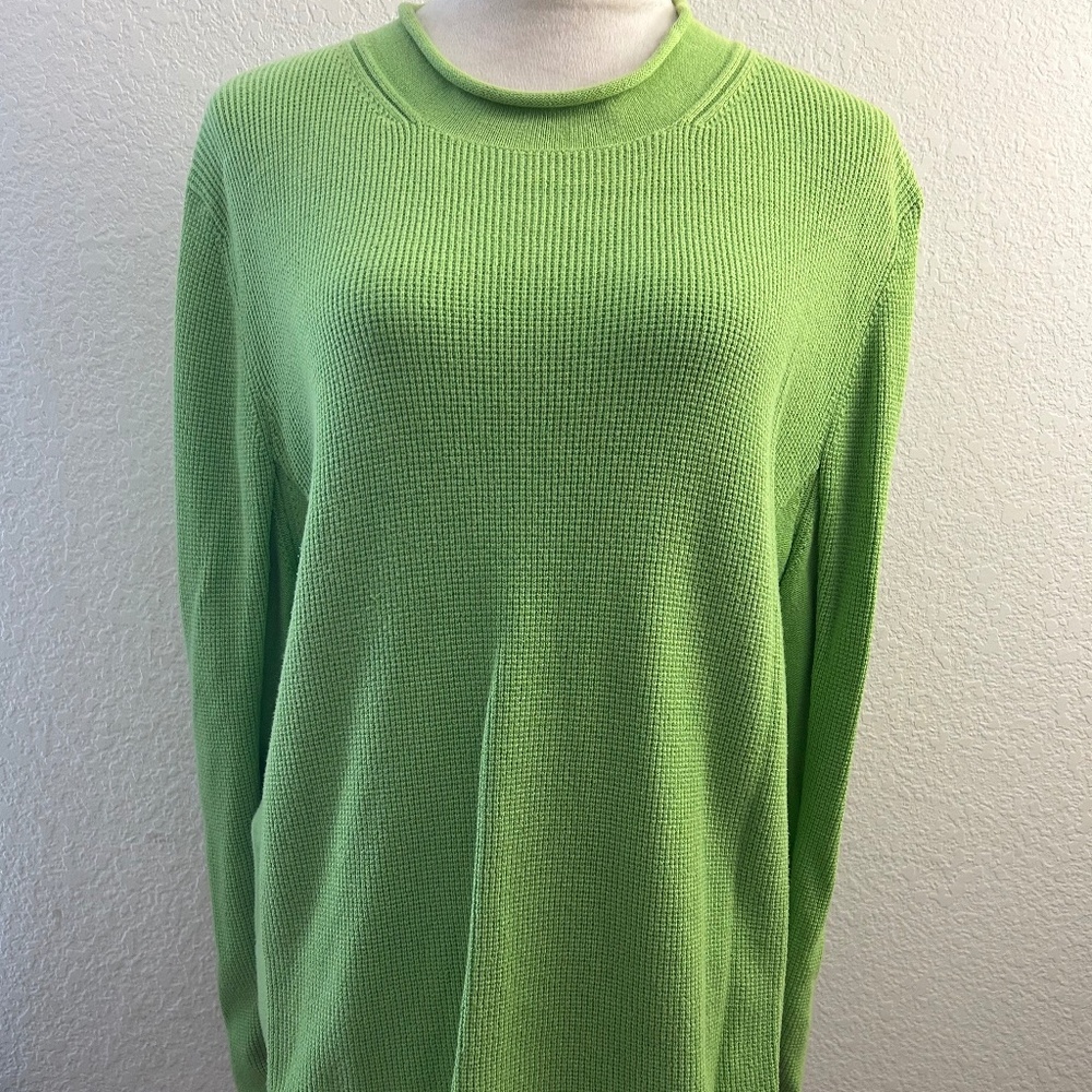 Women's Coldwater Creek Bright‎ Green Long Sleeve Sweater Tee | Size XL